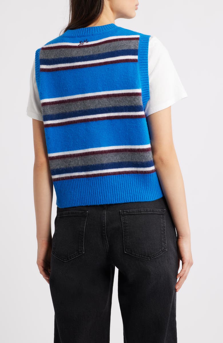 Damson Madder Sofie Stripe Merino Wool Button-Up Vest, Alternate, color, Blue