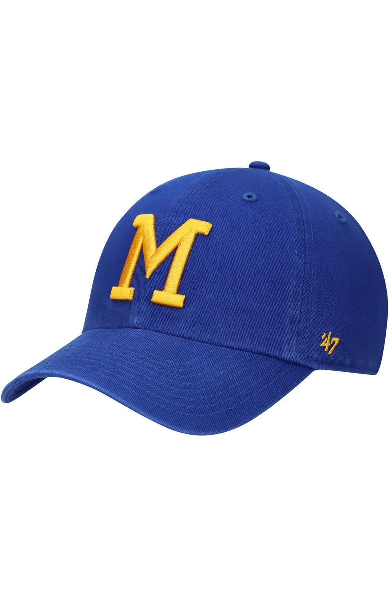 '47 Men's '47 Royal Milwaukee Brewers 1970 Logo Cooperstown Collection Clean Up Adjustable Hat, Main, color, Royal