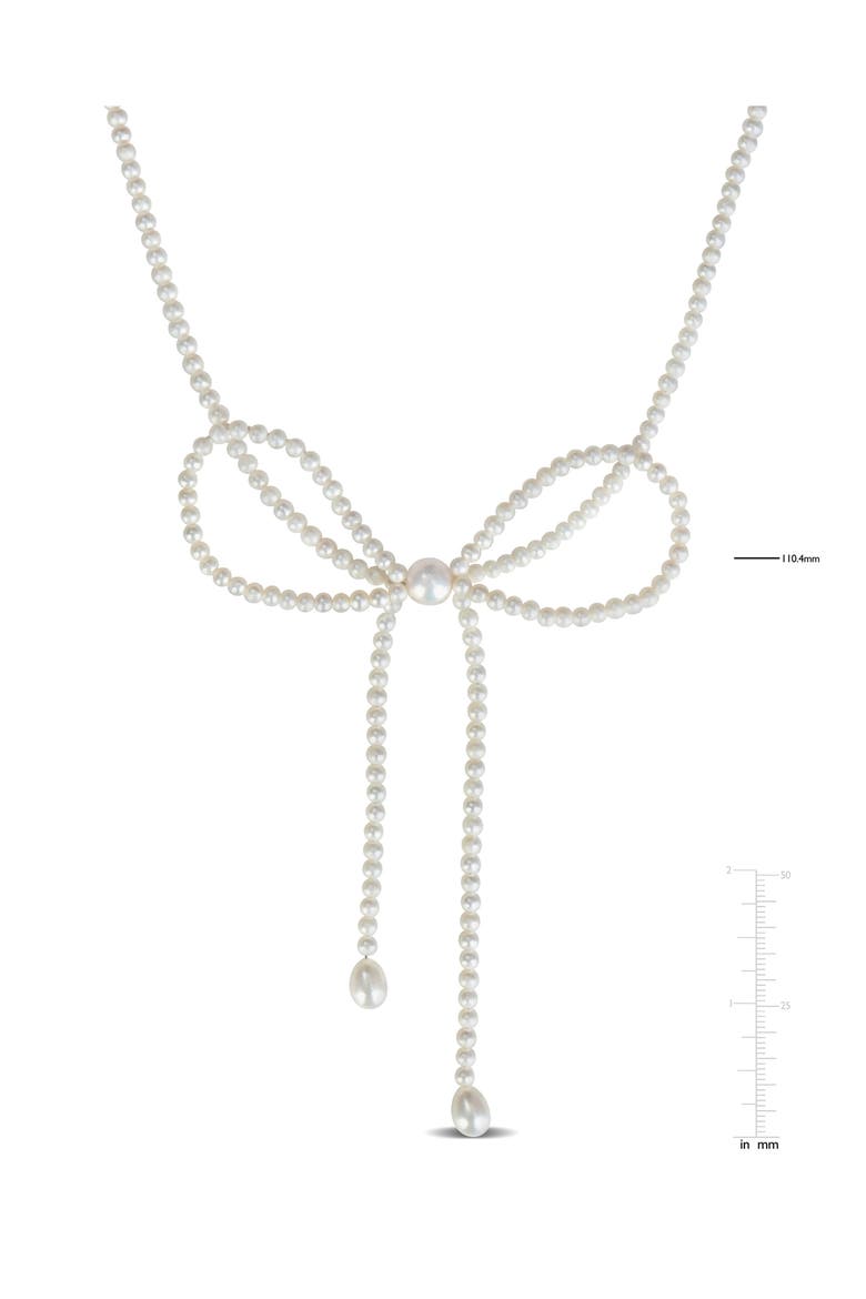3.5-9.5mm Cultured Freshwater Pearl Bow Necklace, Alternate, color, WHITE