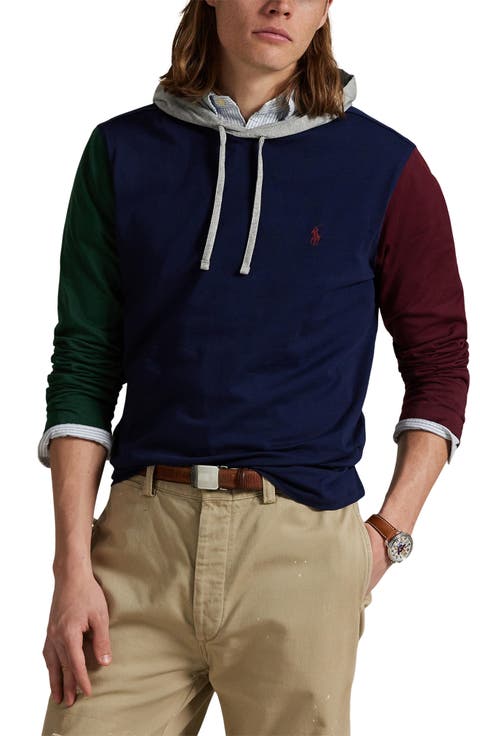 Colorblock Hooded Long Sleeve T-Shirt