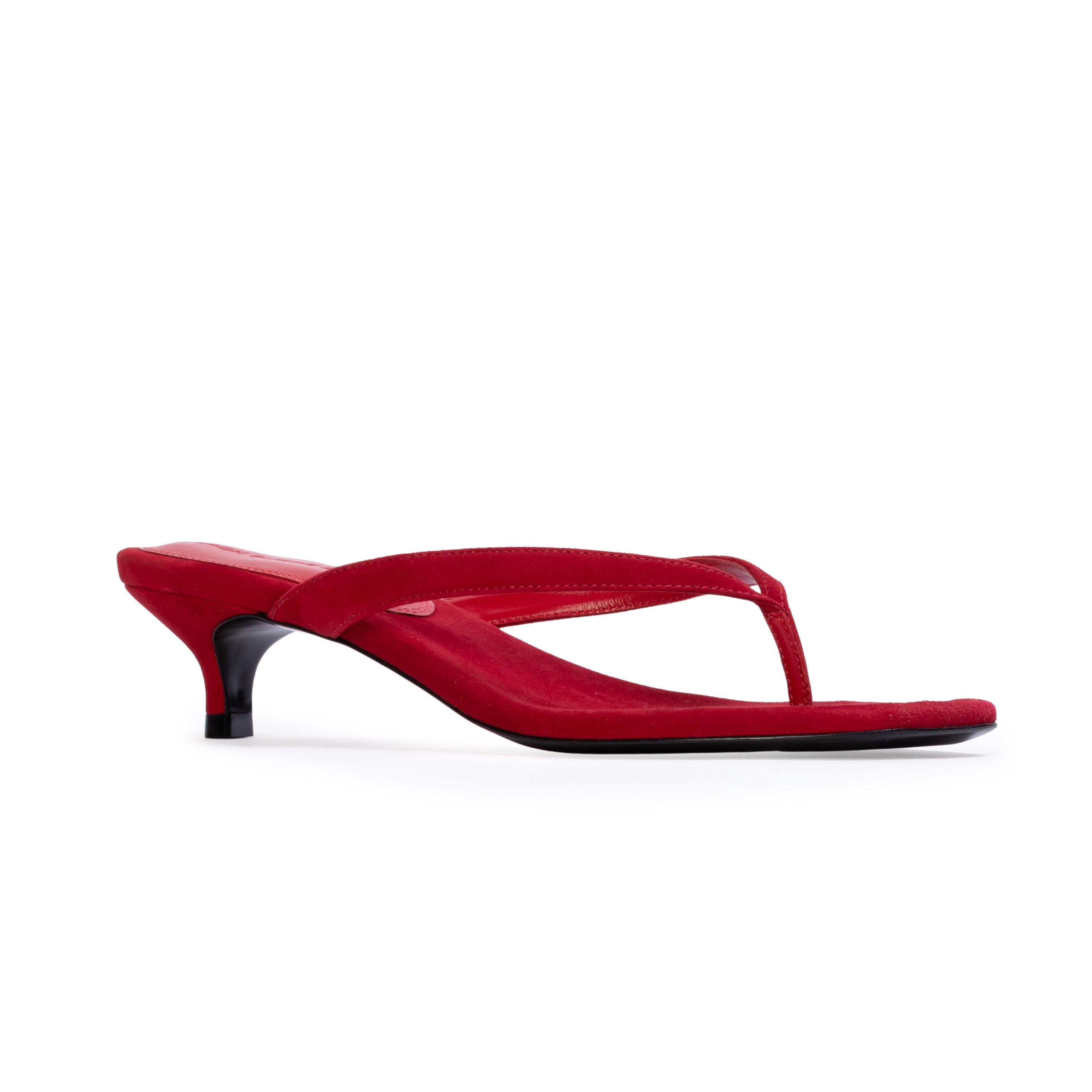 Kendal 35 Suede Sandal, Alternate, color, Cherry Suede