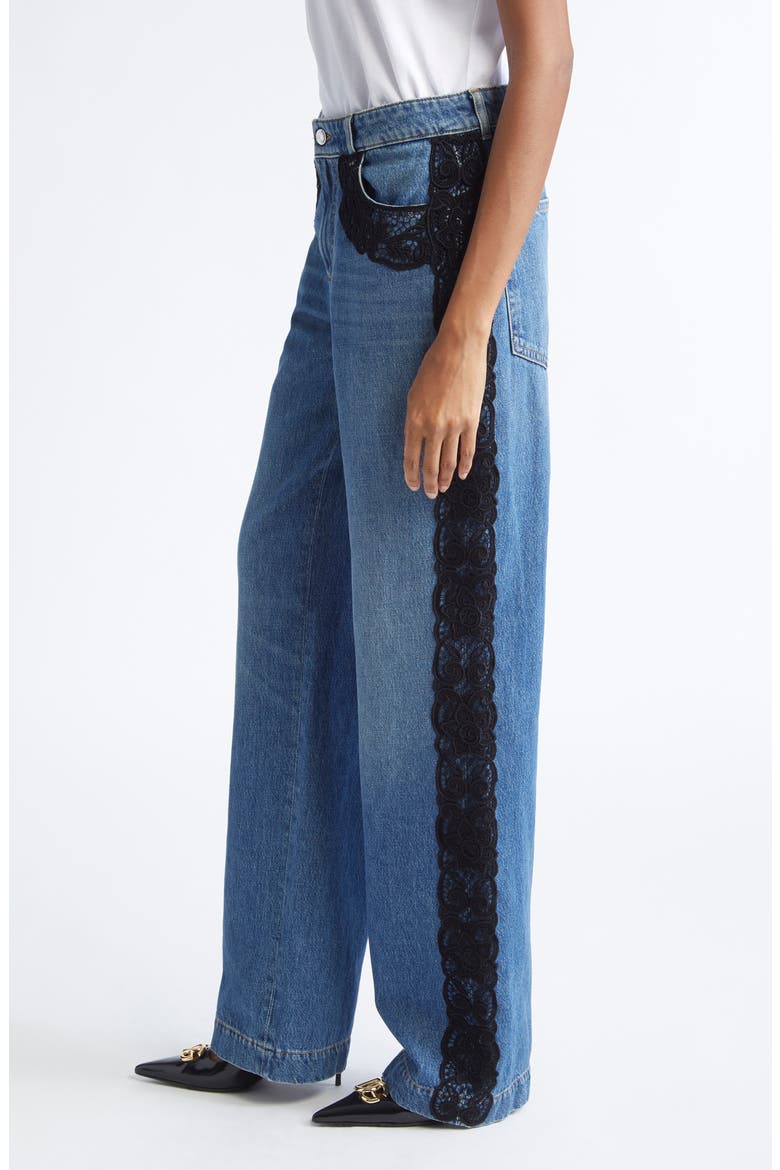 Lace Trim Straight Leg Jeans, Alternate, color, S9001 BLUE