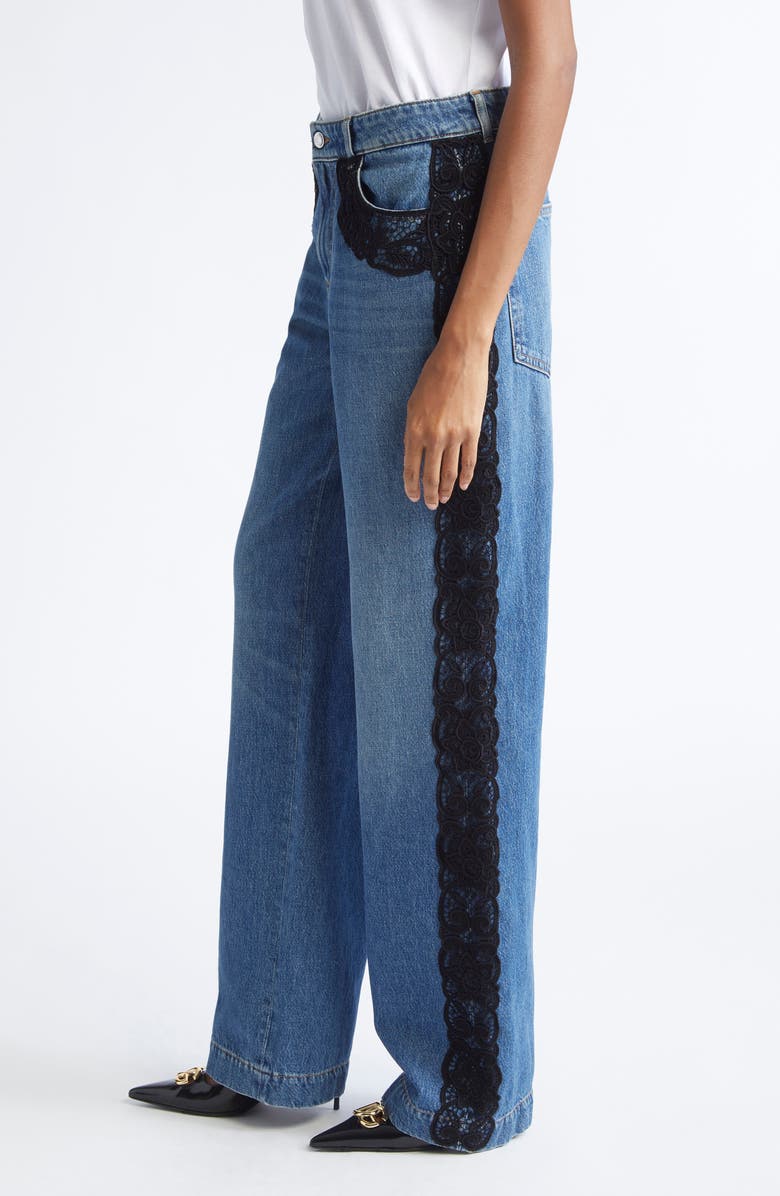 Dolce&Gabbana Lace Trim Straight Leg Jeans, Alternate, color, S9001 Blue