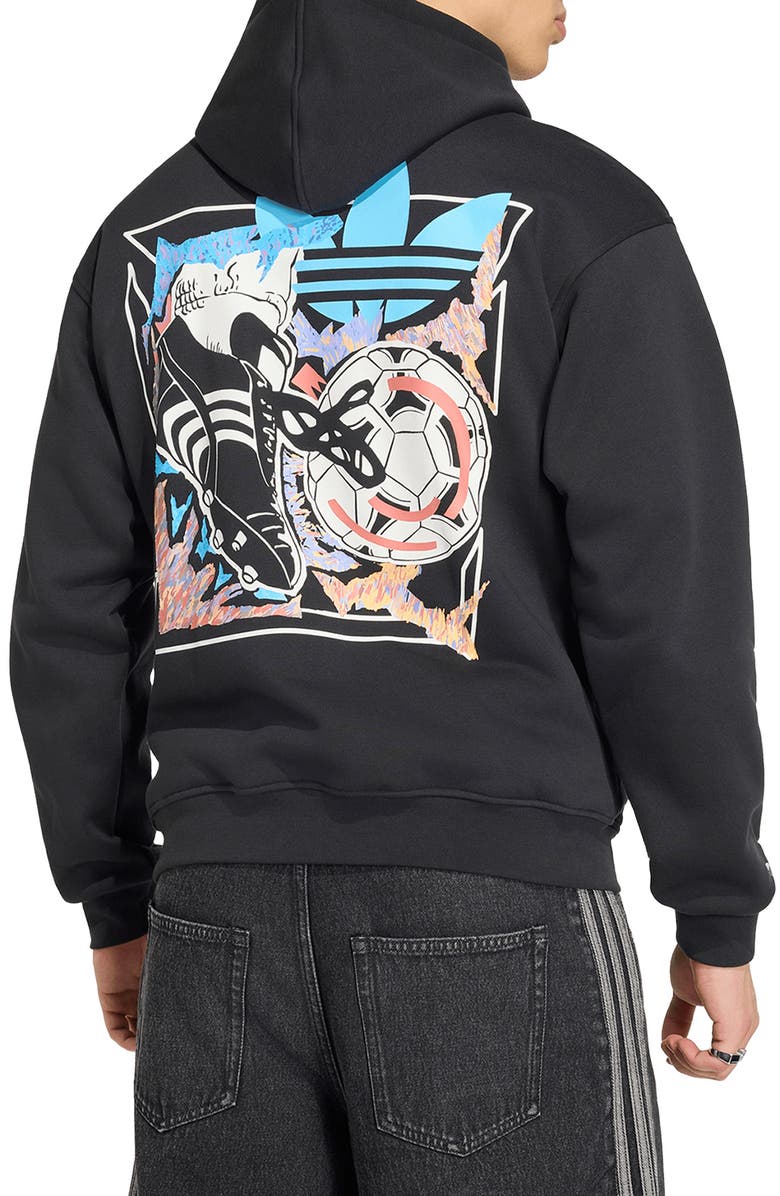 adidas Anime Soccer Cotton Blend Graphic Hoodie, Alternate, color, Black/ /