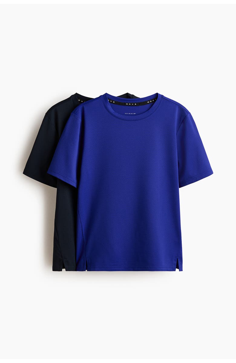 H&M 2-pack Sports Tops With Drymove, Main, color, Blue/Navy Blue