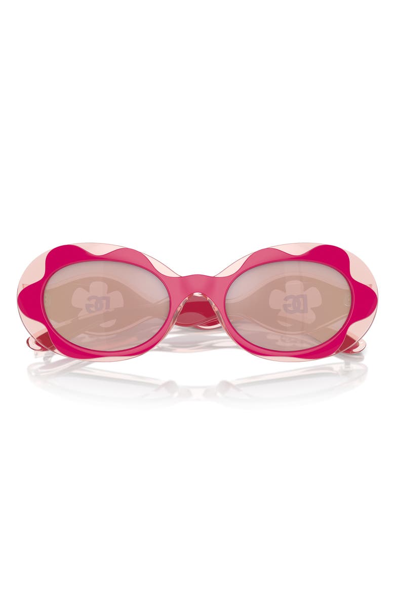 Dolce&Gabbana Kids' 49mm Small Oval Sunglasses, Alternate, color, Pink / Pink Mirror Rose Gold