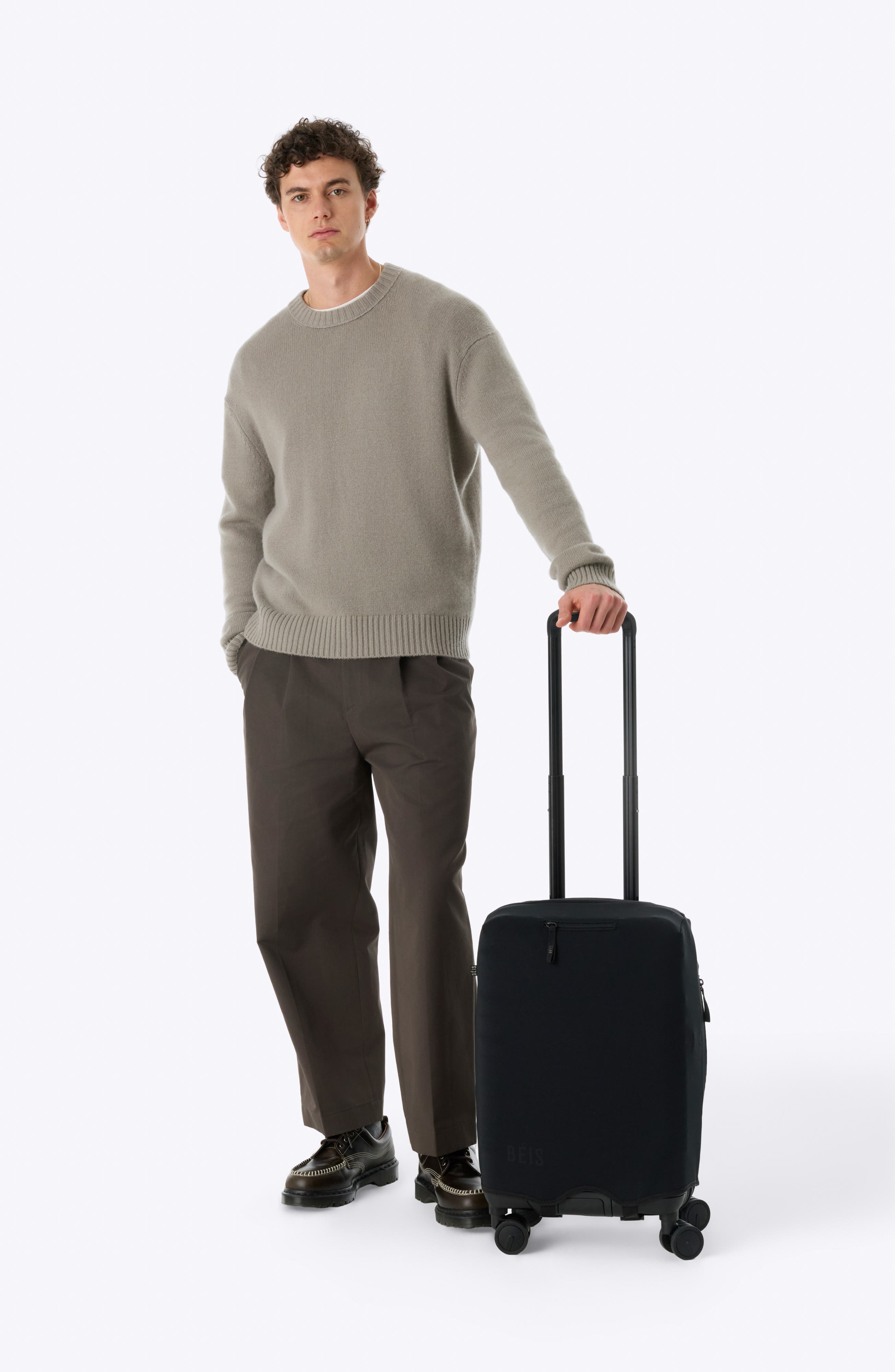 Béis The Hybrid Carry-On Roller, Alternate, color, Black