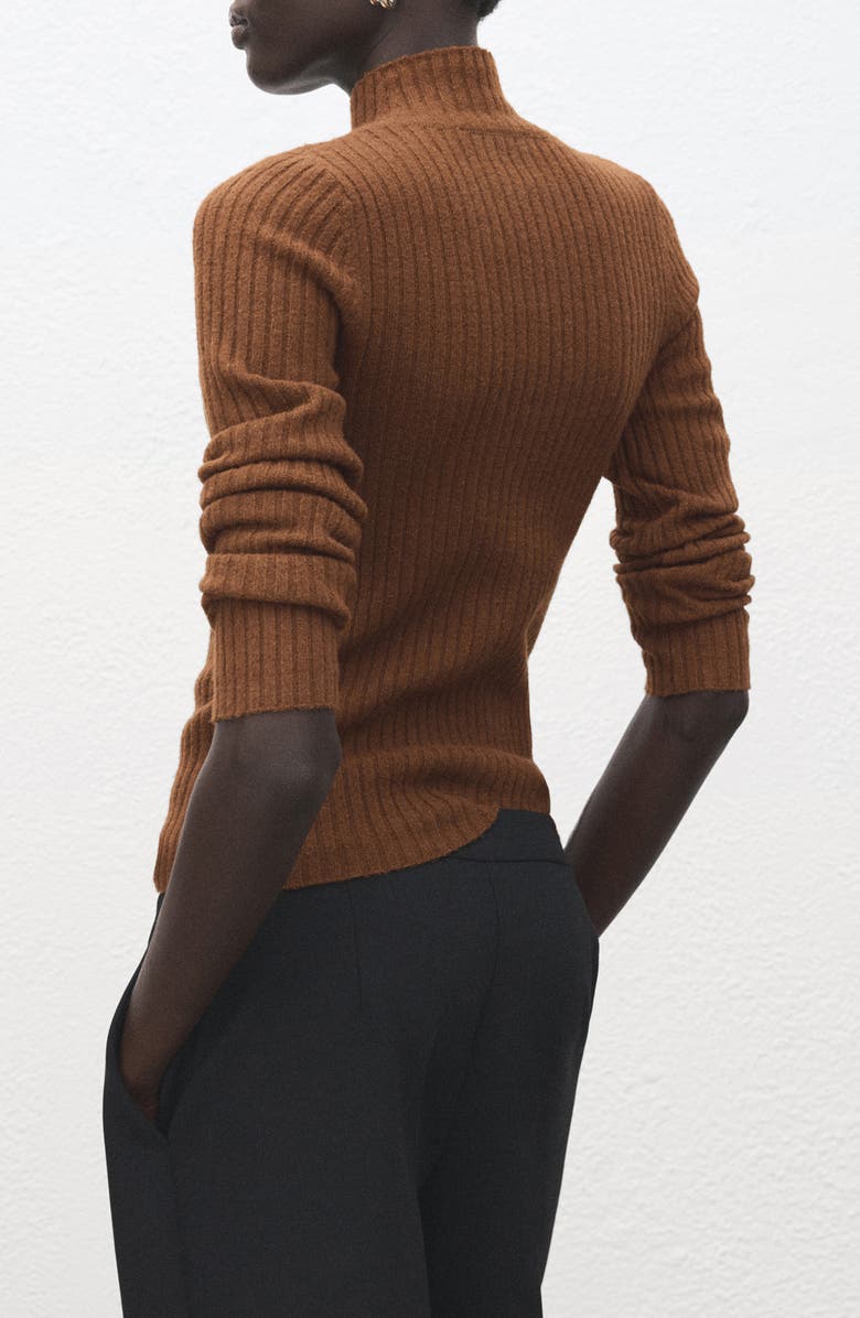 MANGO Simonet Turtleneck Rib Sweater, Alternate, color, Caramel