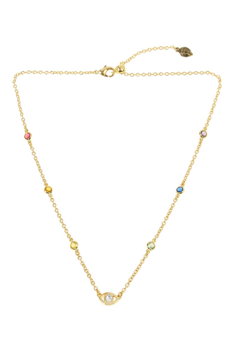 Evil Eye Station Necklace, Main, color, GOLD/ MULTI