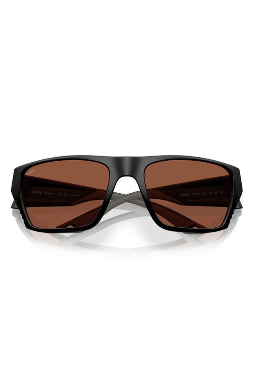 Costa Del Mar Finlet 59mm Polarized Rectangular Sunglasses In Matte Black/copper 580p