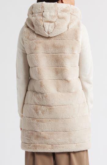 Hooded Quilted Faux Fur Vest