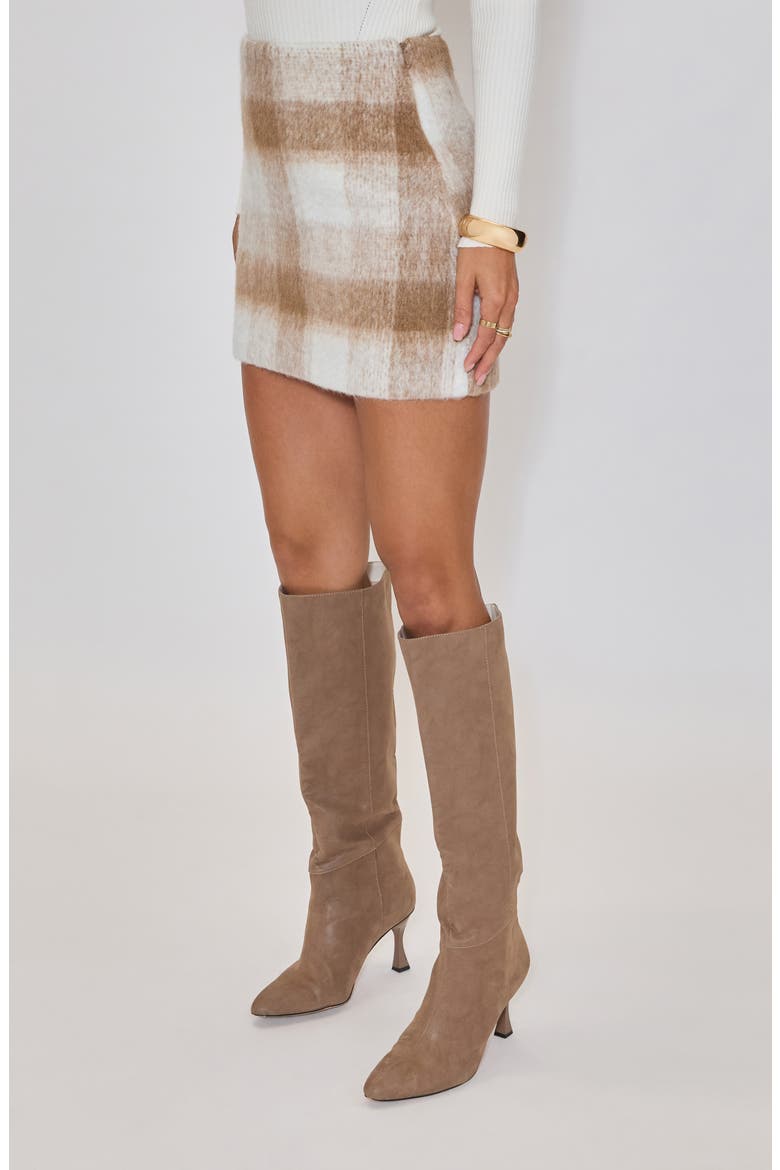 Hearth Plaid Miniskirt, Alternate, color, MOCHA