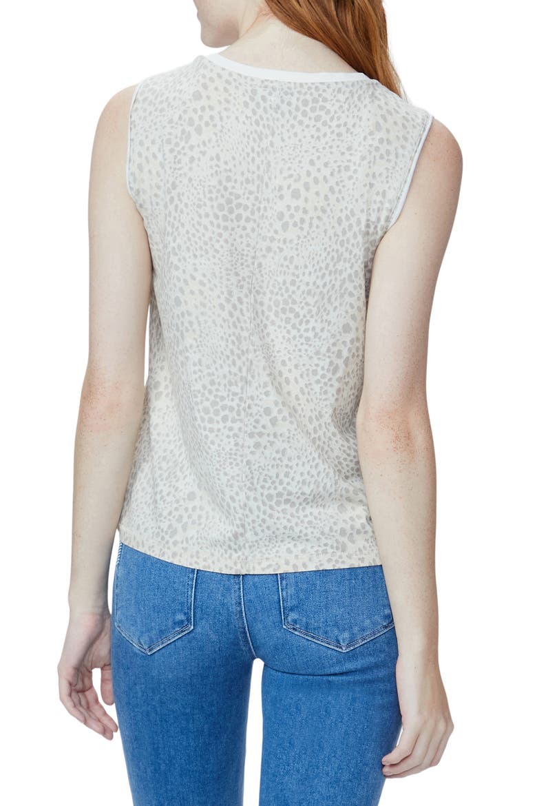 Ryo Animal Print Stretch Cotton Tank Top, Alternate, color, ECRUMULTI