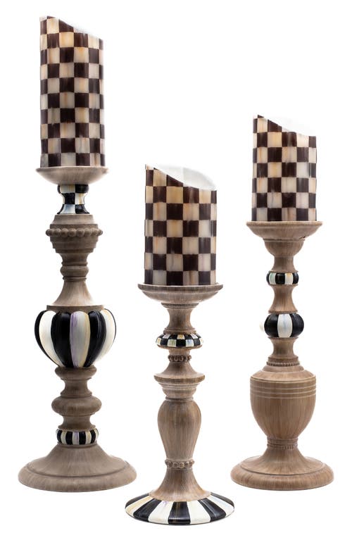 Mackenzie-childs Mackenzie Childs Courtly Set Of 3 Pillar Candleholders In Neutral