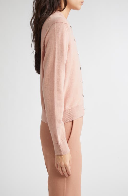 Johnstons Of Elgin Classic Cashmere Crewneck Cardigan In Pink