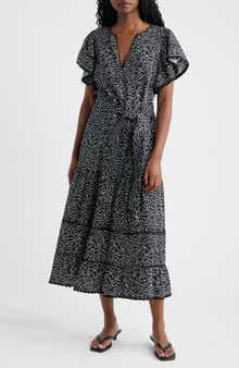 Gia Floral Flounce Sleeve Tiered Midi Dress