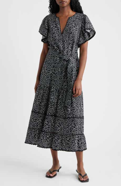 Gia Floral Flounce Sleeve Tiered Midi Dress