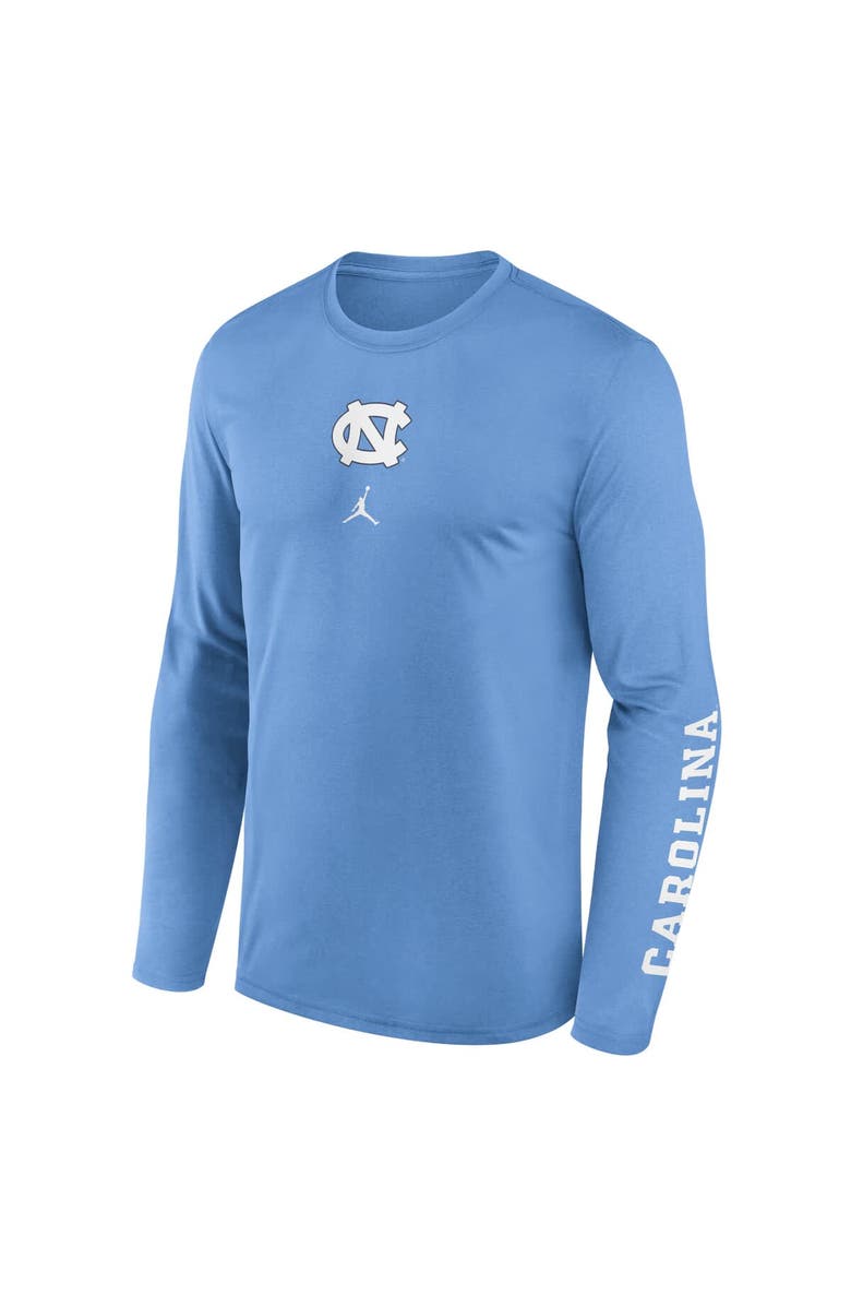 Jordan Brand Men's Jordan Brand Carolina Blue North Carolina Tar Heels Primetime Center Lockup Two-Hit Legend Long Sleeve T-Shirt, Alternate, color, Light Blue