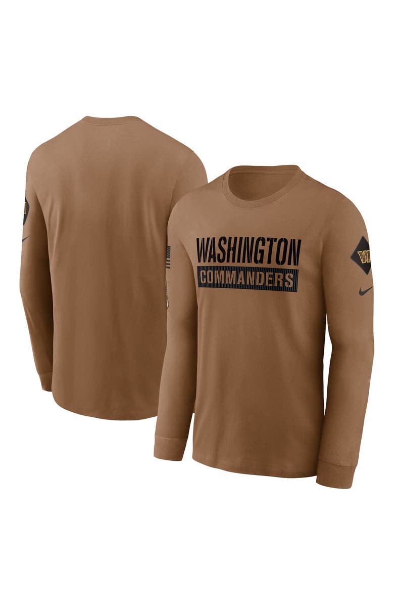 Nike Men's Nike Brown Washington Commanders 2023 Salute To Service Long Sleeve T-Shirt, Alternate, color,