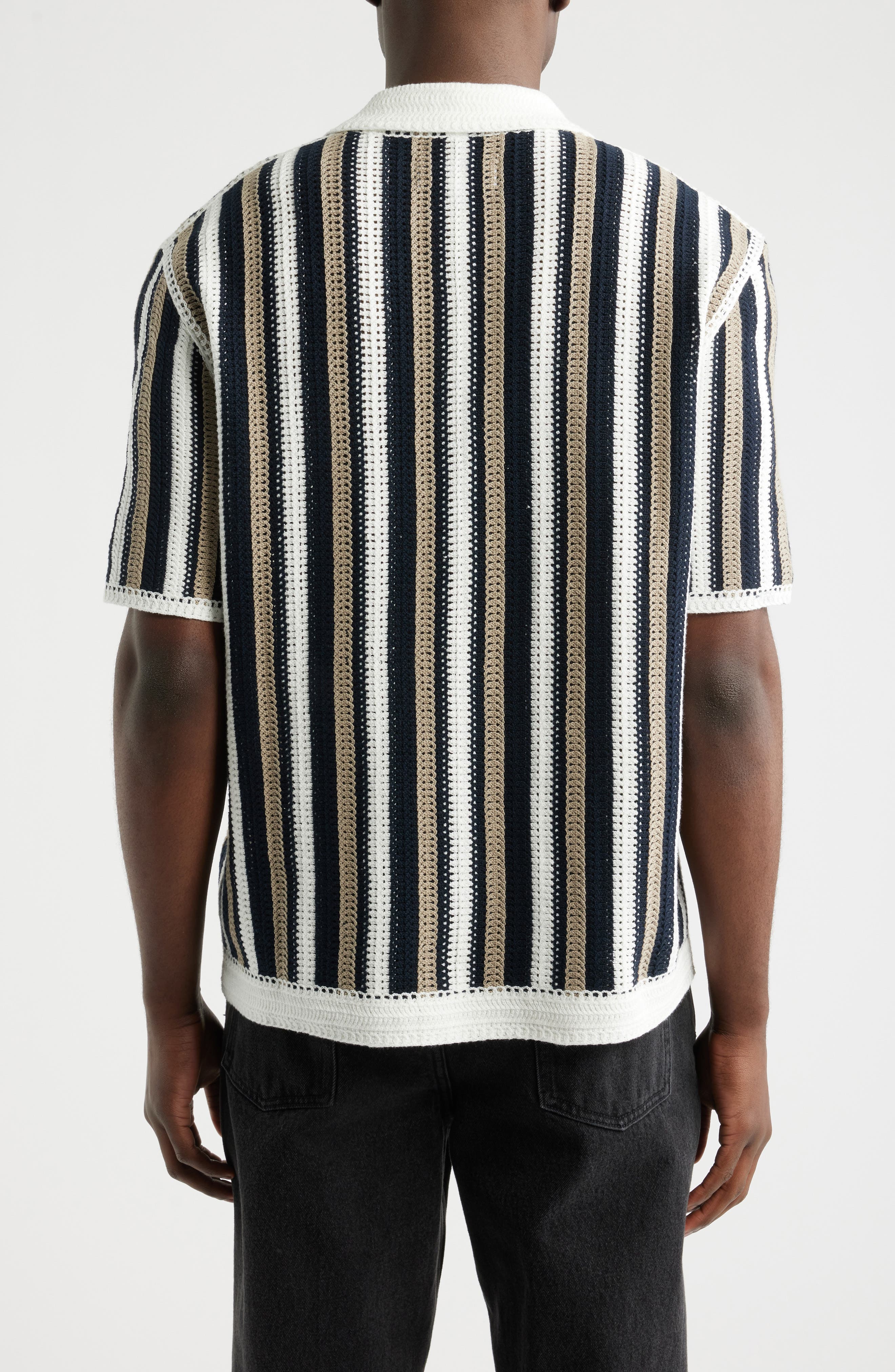 Wax London Porto Stripe Crochet Knit Polo (Men) | Nordstrom