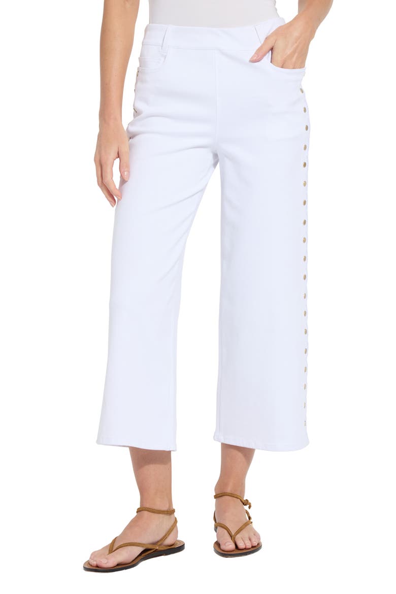 Willa Scallop Studded Crop Jeans, Main, color, WHITE