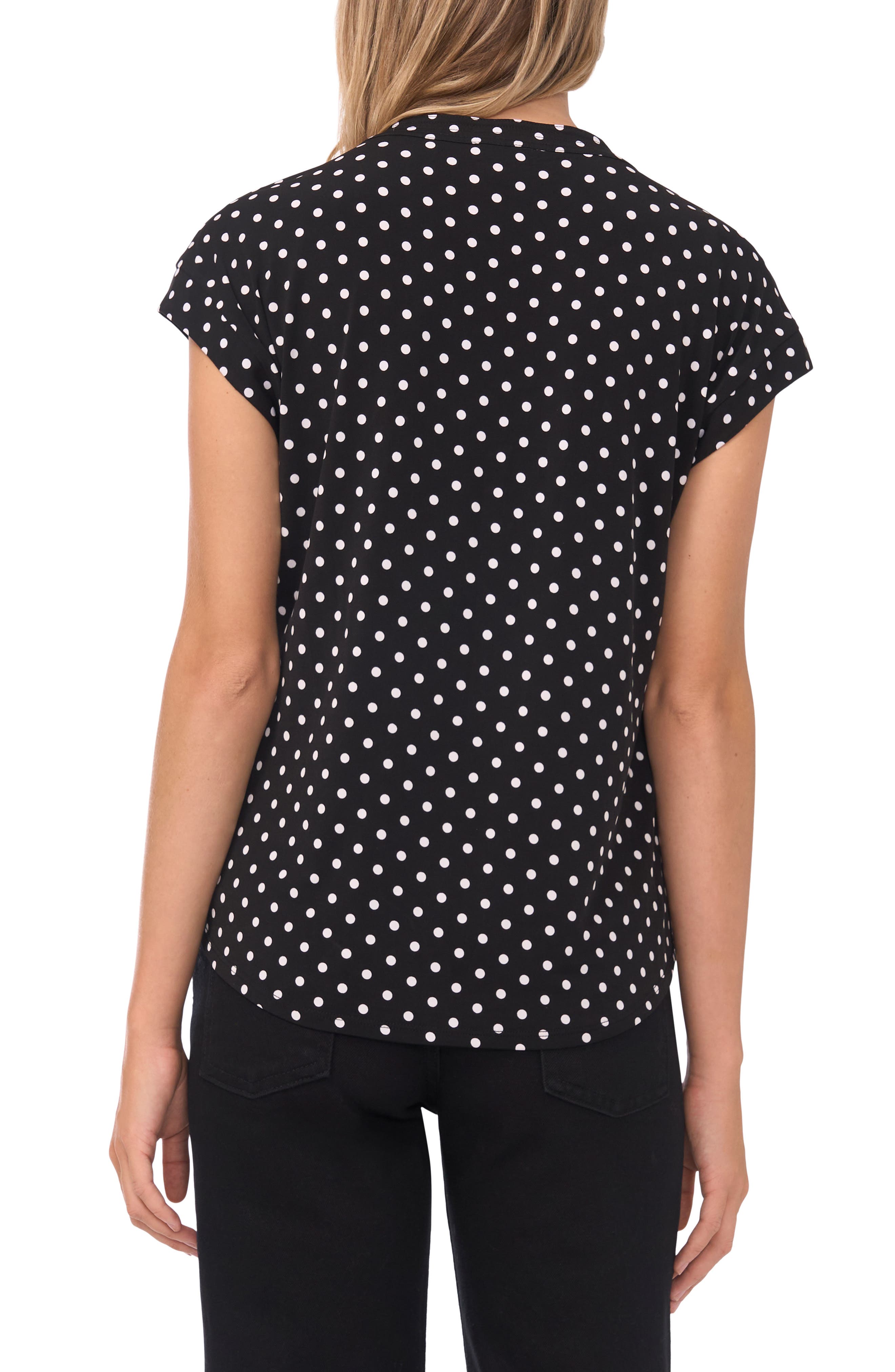V-Neck Dot Print Top - image 2
