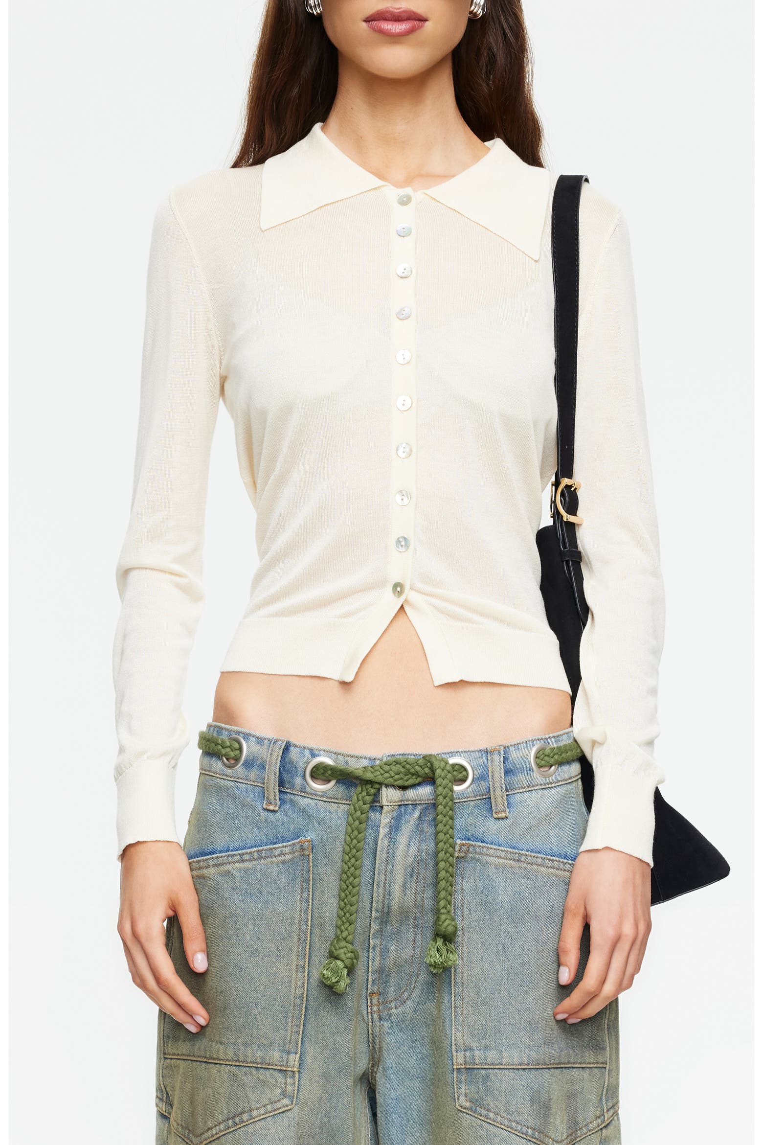 LIONESS Chalet Point Collar Knit Shirt (Women) | Nordstrom