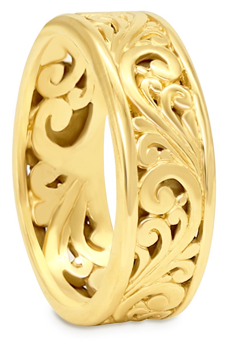 18K Yellow Gold Plated Sterling Silver Bali Ring, Main, color, GOLD