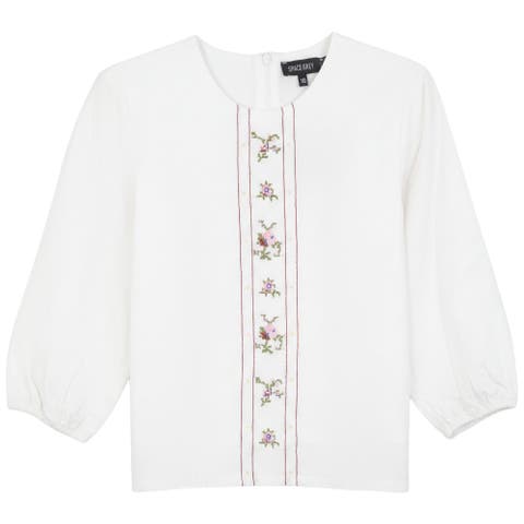Embroidered Linen 2 Piece Skirt Set (Big Kid)