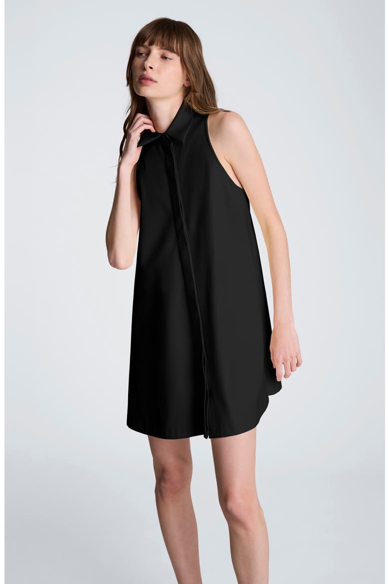 Sleeveless Faux Leather Trapeze Minidress, Alternate, color, BLACK
