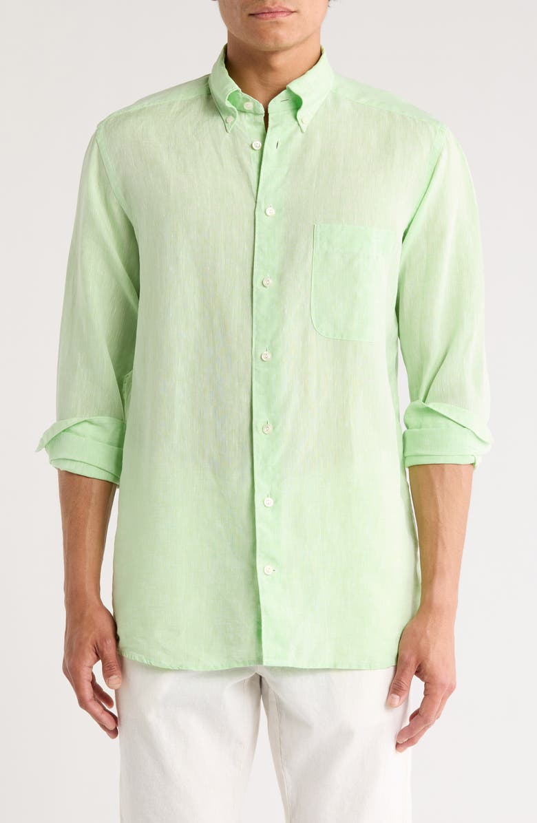 Eton Contemporary Fit Linen Dress Shirt, Main, color, 