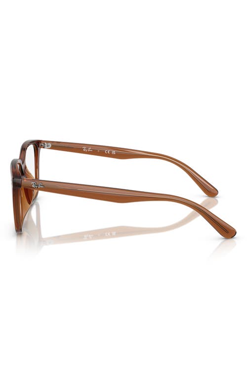 Ray Ban Ray-ban 55mm Square Optical Glasses In Transparent Brown