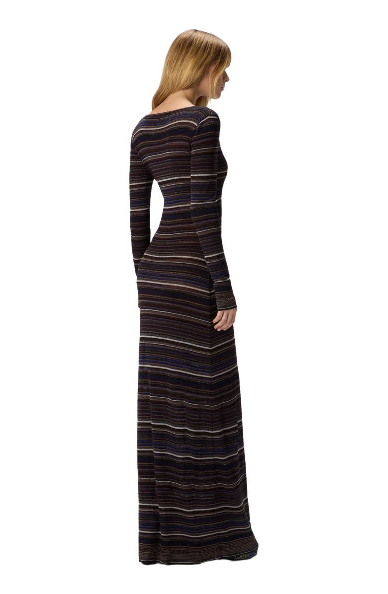 Missoni Long Dress With V-neck In Ribbed Knit, Alternate, color, Brown 
Purple