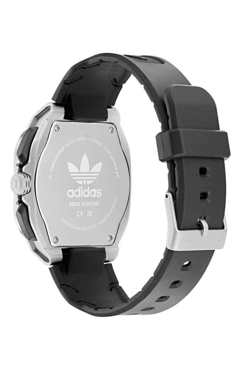 adidas City Tech Three Chronograph Resin Strap Watch, 45mm, Alternate, color, Black