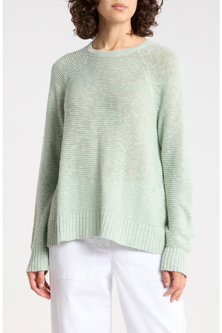 Raglan Sleeve Organic Linen & Organic Cotton Sweater, Main, color, ABSINTHE
