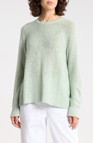 Eileen Fisher Raglan Sleeve Organic Linen & Organic Cotton Sweater