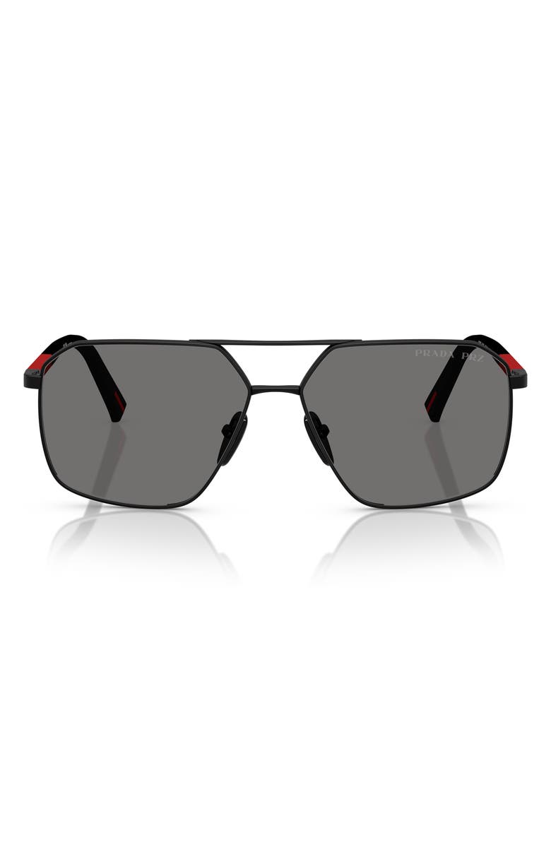 Prada 60mm Polarized Pilot Sunglasses, Main, color,