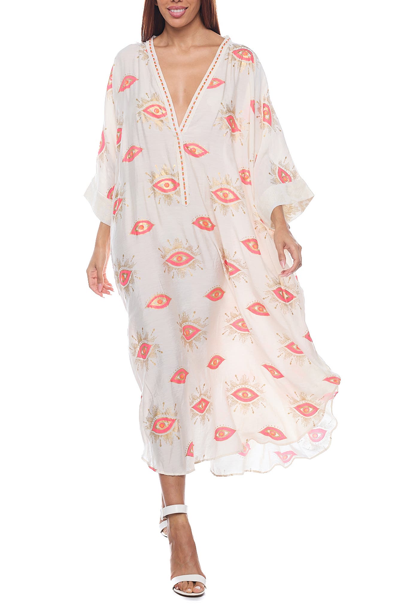 RANEES Plunge Long Sleeve Maxi Dress