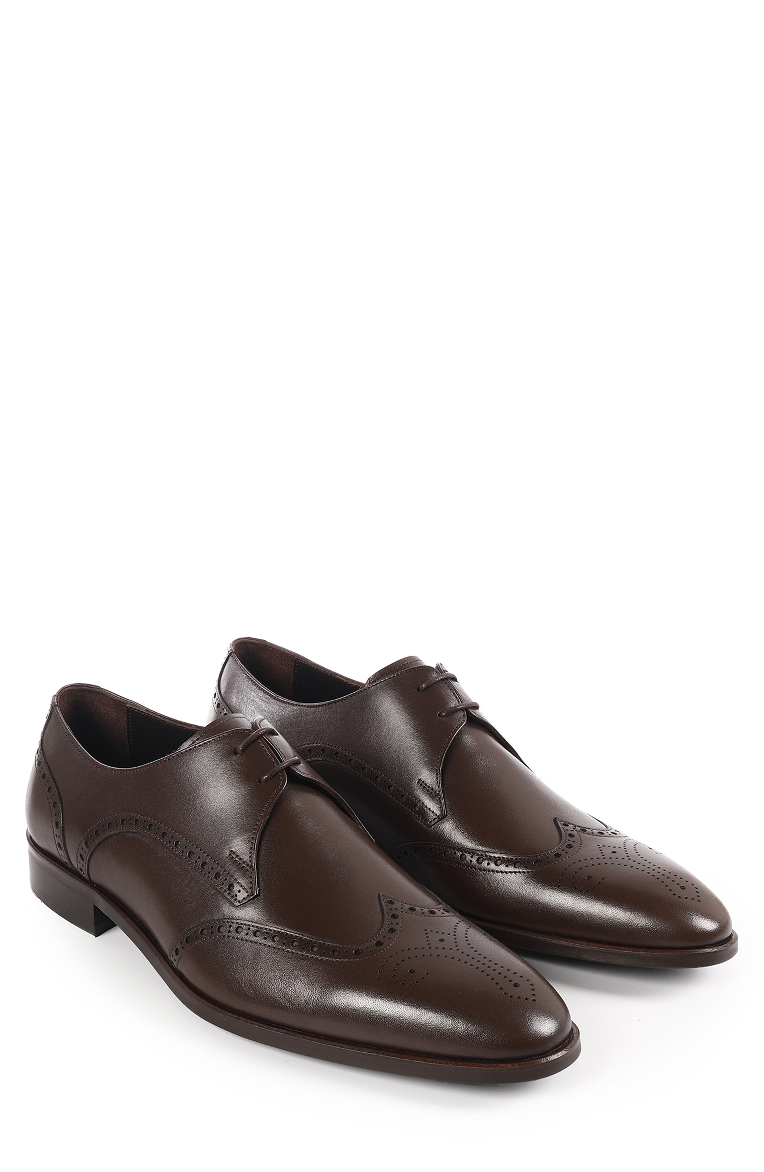 Pelican Wingtip Derby, Alternate, color, DARK BROWN