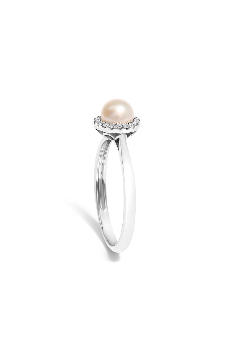 Haus of Brilliance 10K White Gold 5MM Pearl and Diamond Halo Ring, Alternate, color, White