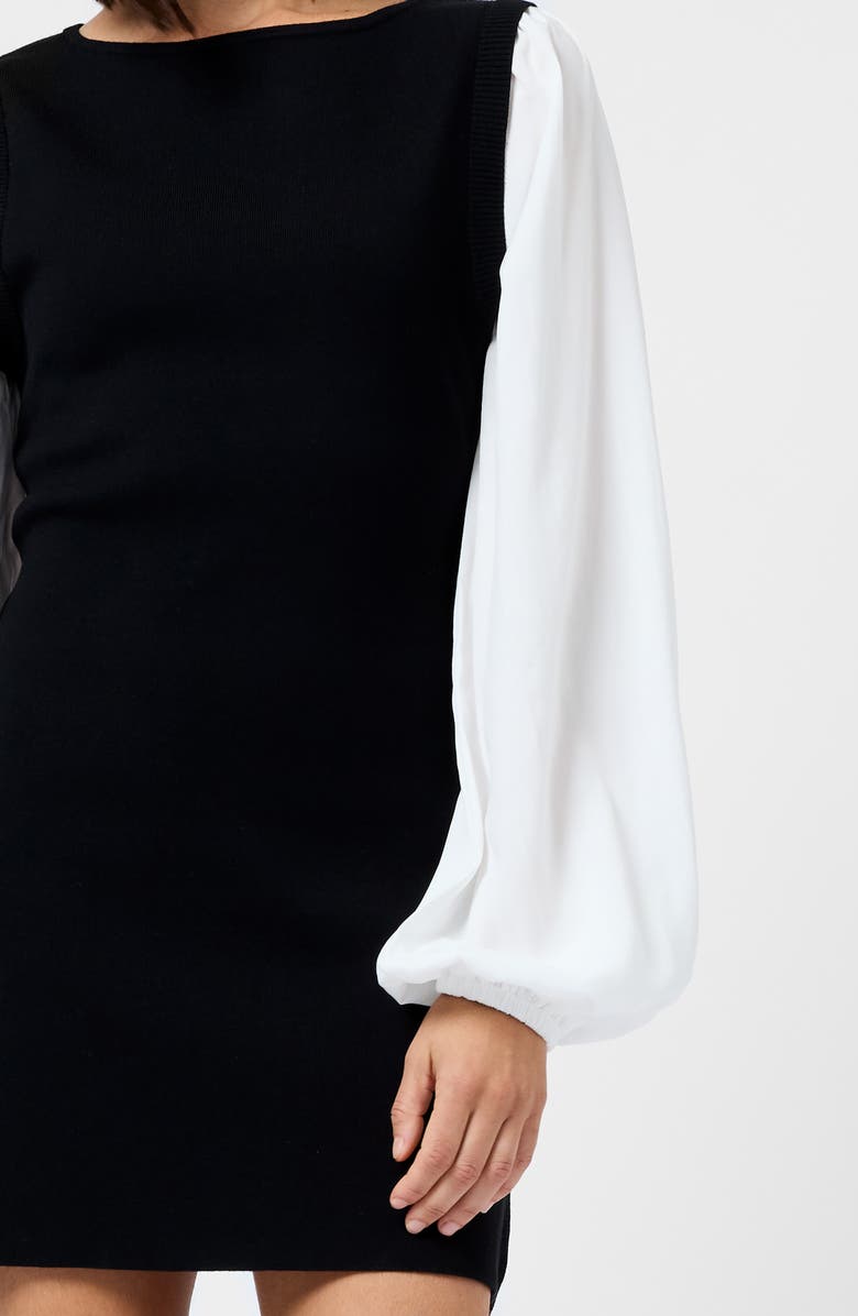 French Connection Maxime Long Sleeve Shift Dress, Alternate, color, Black-Summer White