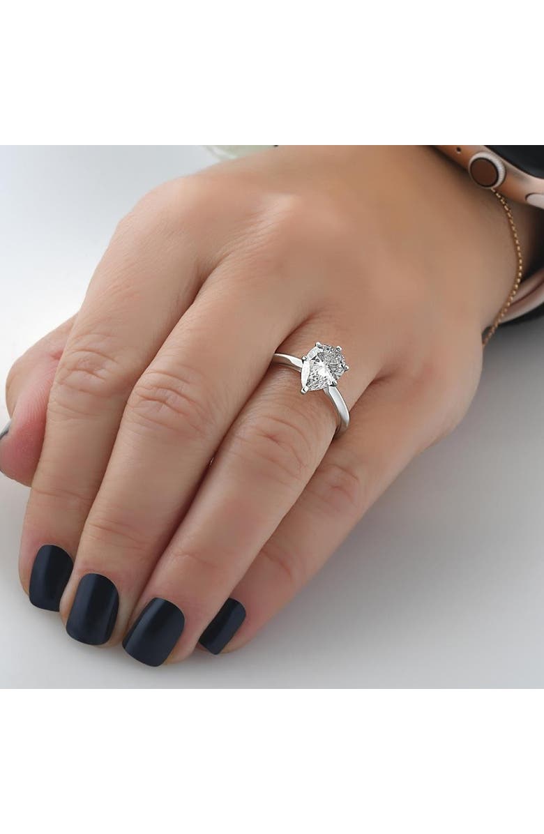 Bliss Diamond 2CT Platinum Pear Shape Diamond 6-Prong Solitaire Engagement Ring Lab Grown, Alternate, color, Platinum