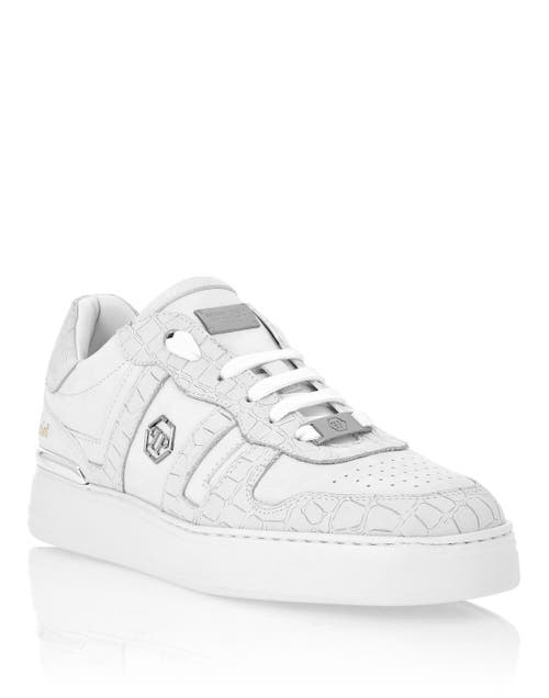 Philipp Plein Nubuck Low Top Sneakers Cocco Unisex In White