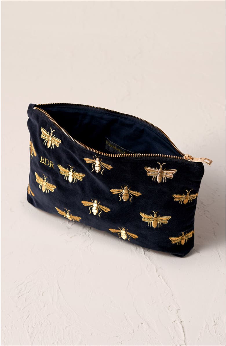 Elizabeth Scarlett Honey Bee Velvet Everyday Pouch, Alternate, color, Charcoal