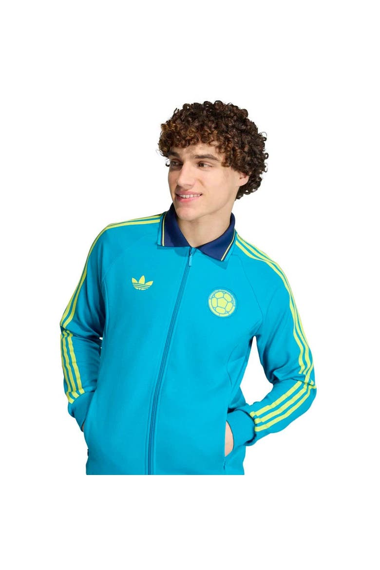 Men's adidas Turquoise Colombia National Team 2026 Away Full-Zip Anthem Jacket, Alternate, color, Turquoise