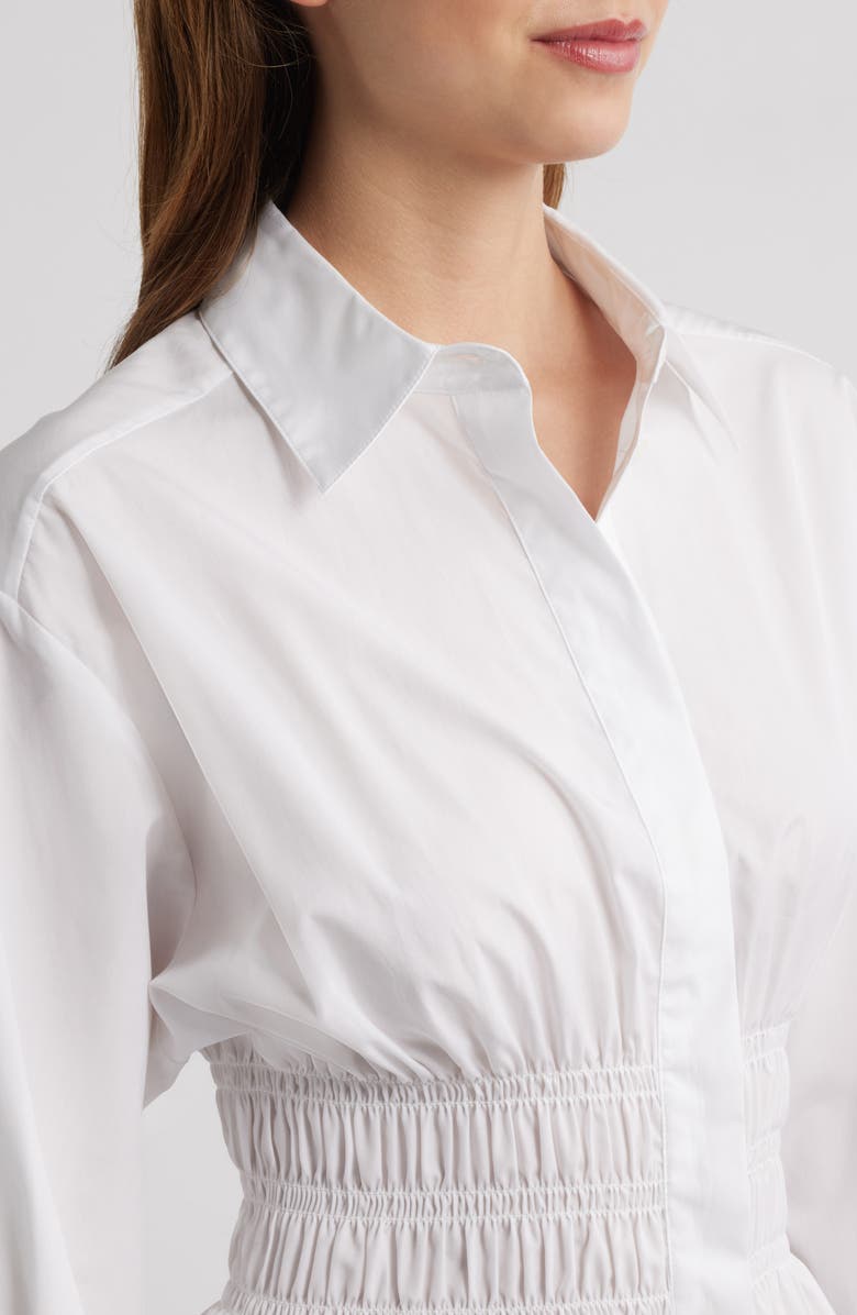 rag & bone Blythe Cotton Smocked Waist Peplum Button-Up Shirt, Alternate, color, White
