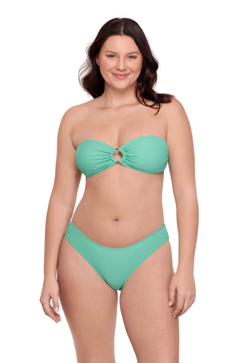 Ring Front Bandeau Bikini Set, Alternate, color, Aqua