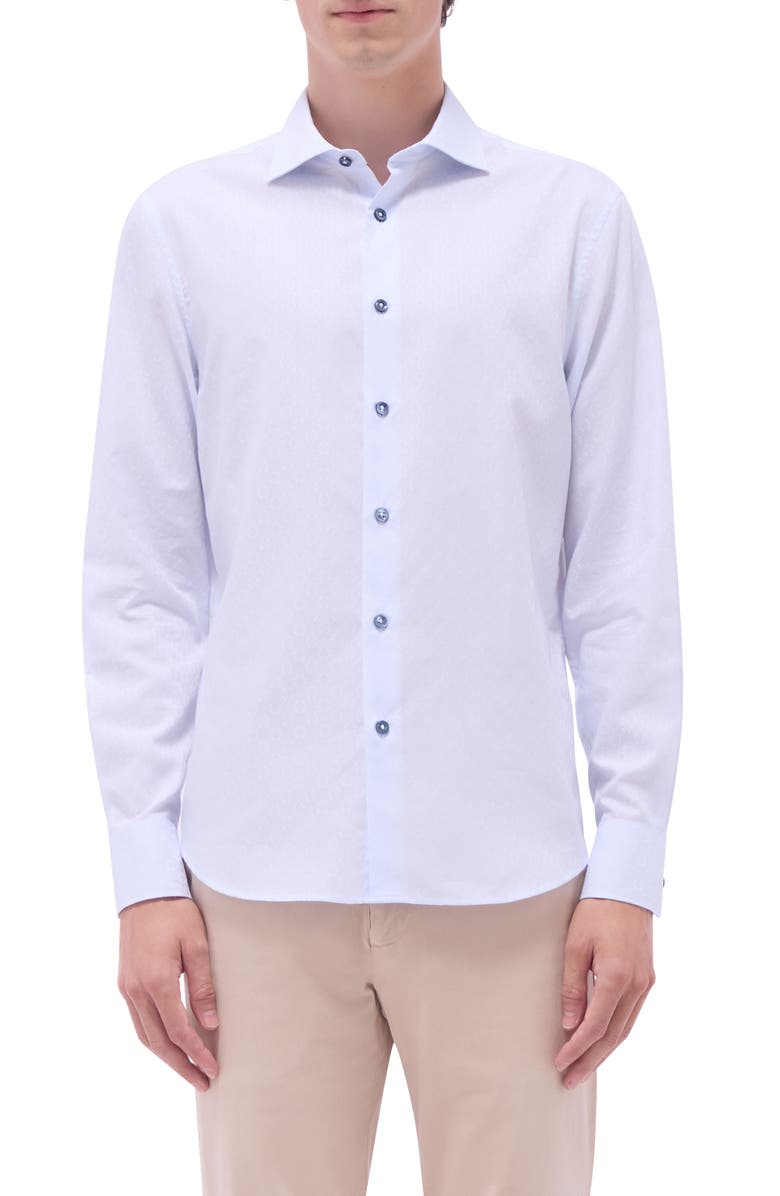 Bugatchi Axel Diamond Jacquard Cotton Button-Up Shirt, Main, color, 