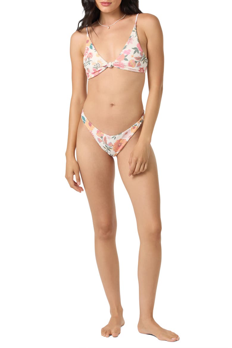 Camellia Floral Bikini Top, Alternate, color, VANILLA
