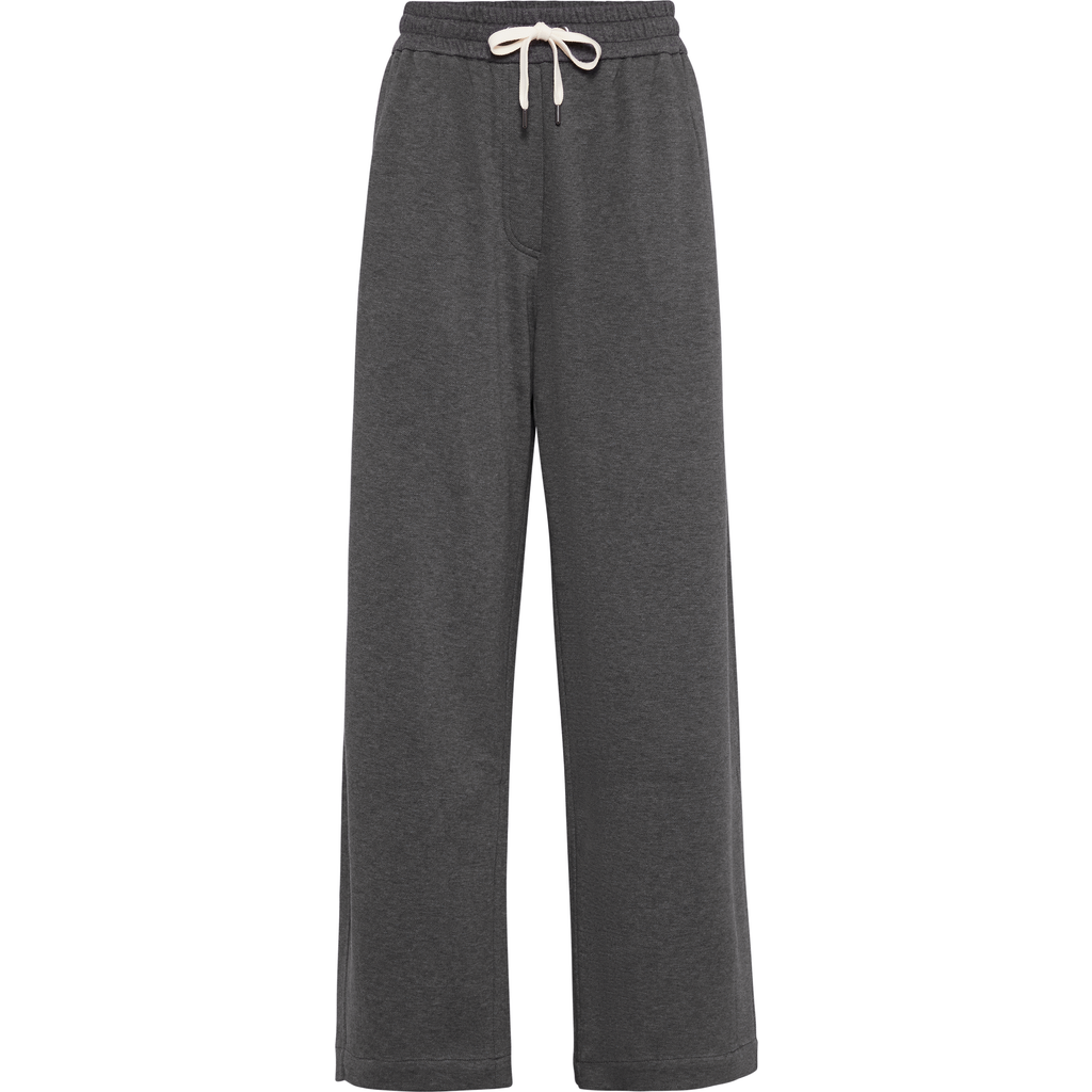 Brunello Cucinelli Pique Track Trousers In Lead